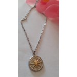 ref067 Fio com estrela 8 pontas dourada aço inoxidável