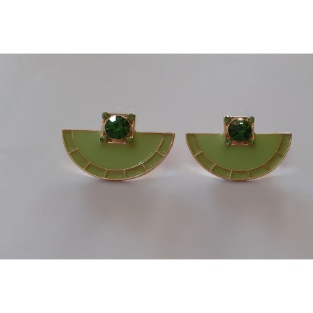 Brincos semicírculo  verde claro com verde escuro