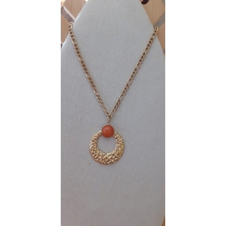 ref042 Fio dourado aço com pedra tom laranja